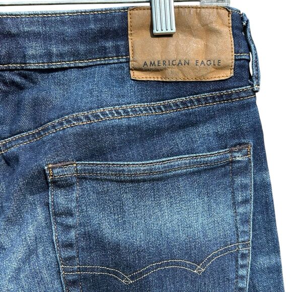 American Eagle Jeans Men 31x34 Blue Denim Slim Fit Distressed Next Level Airflex - Picture 8 of 13